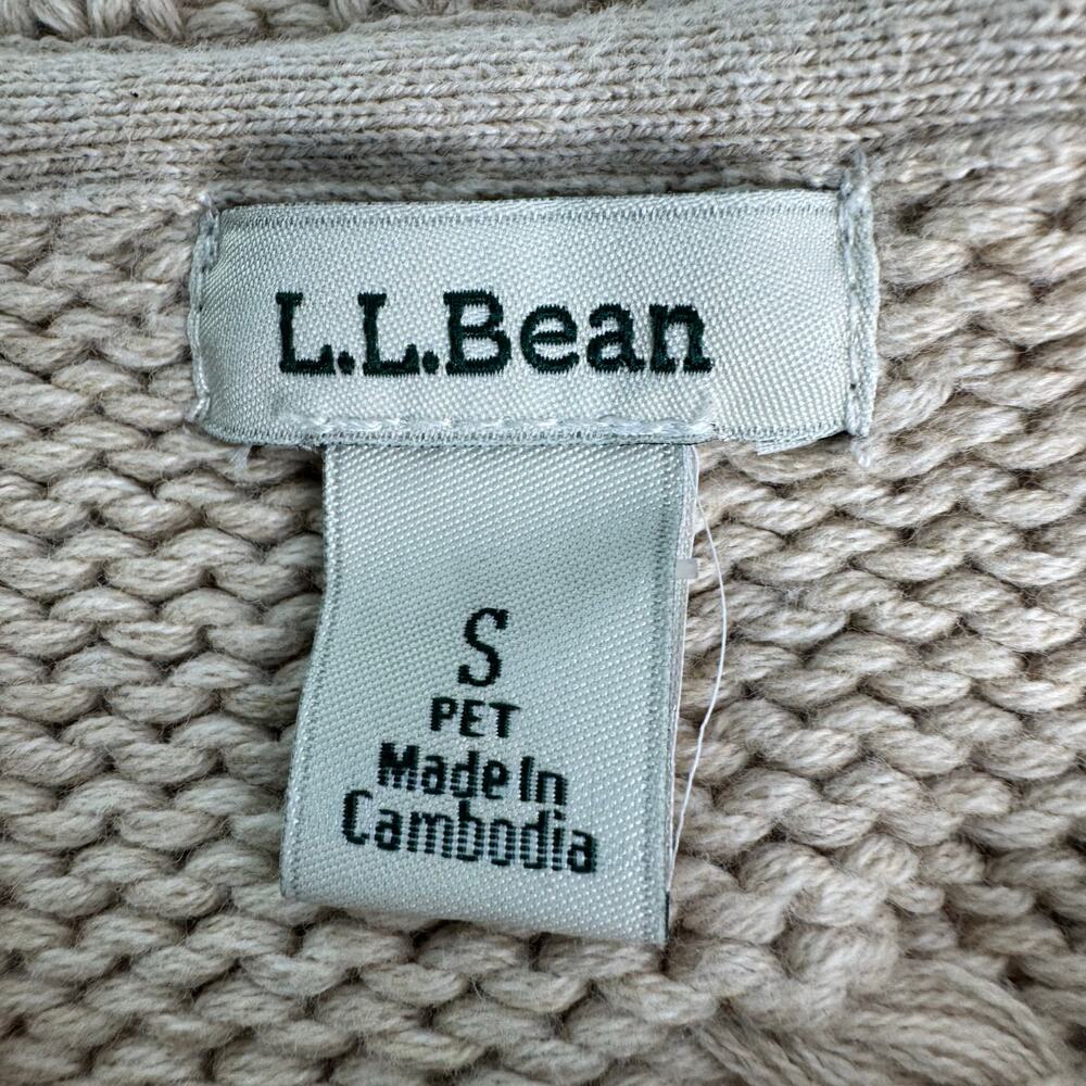LL Bean Sweater Womens Size Small Petite Cable Knit 100% Cotton Crewneck - Picture 5 of 8